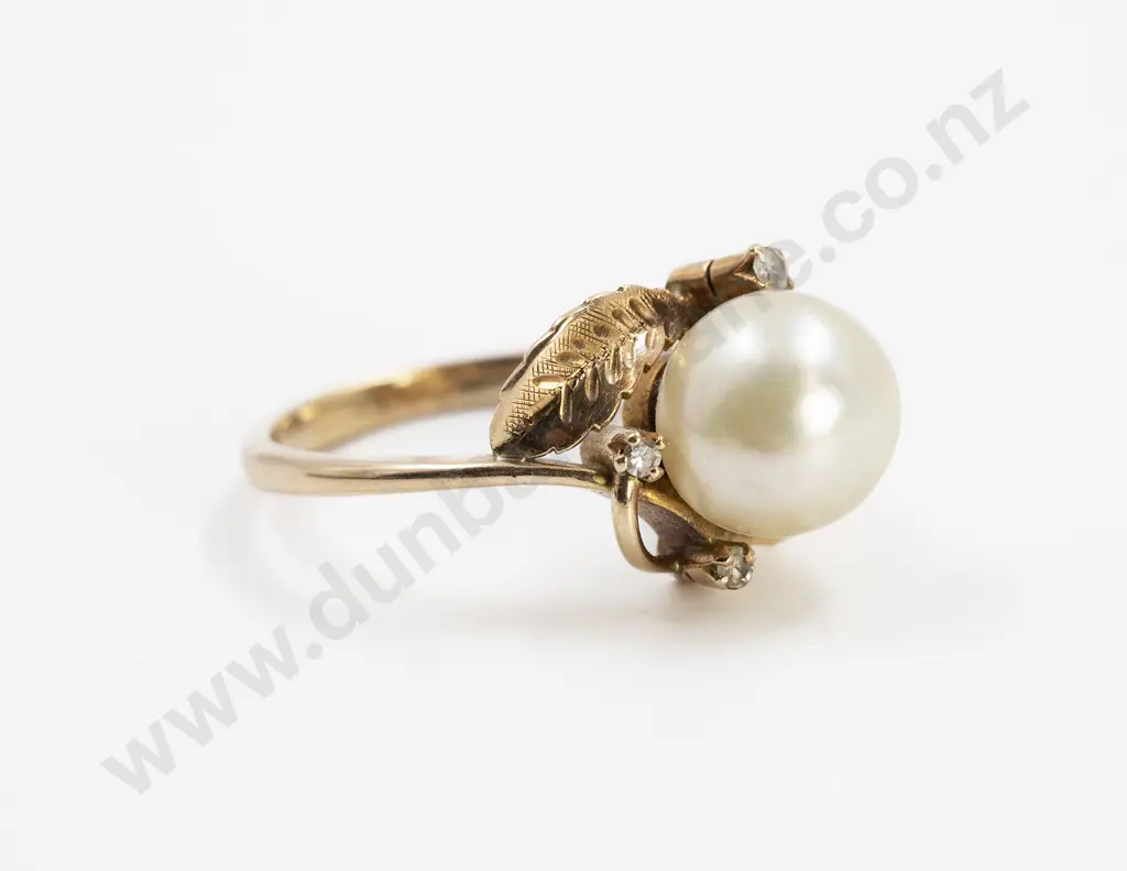 14ct Single Cultured Pearl Ring Image 1++