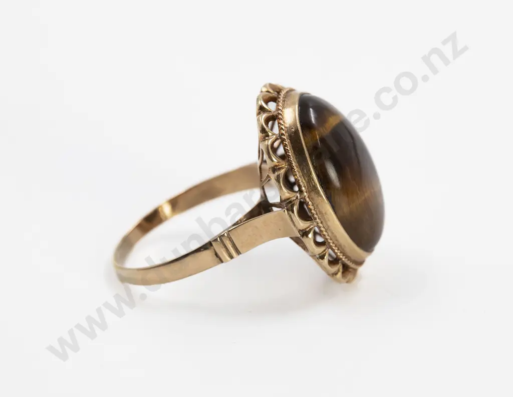 18ct Single Tiger-Eye Dress Ring Image 1++