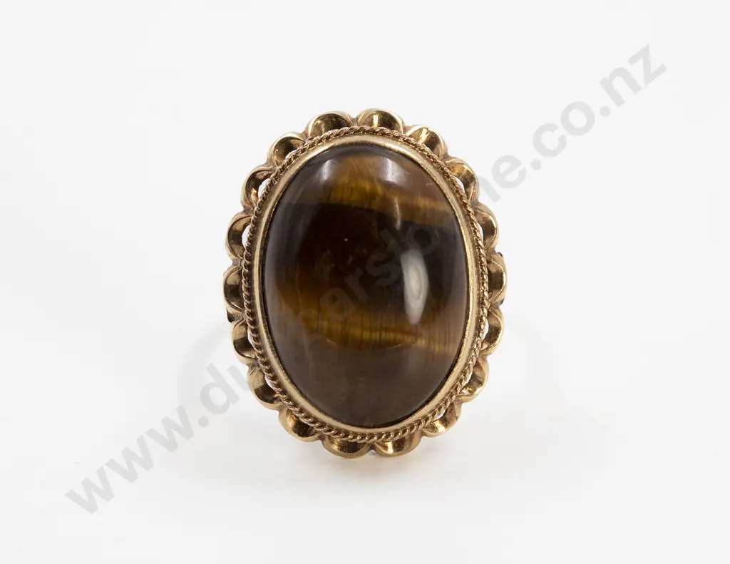 18ct Single Tiger-Eye Dress Ring Image 1++