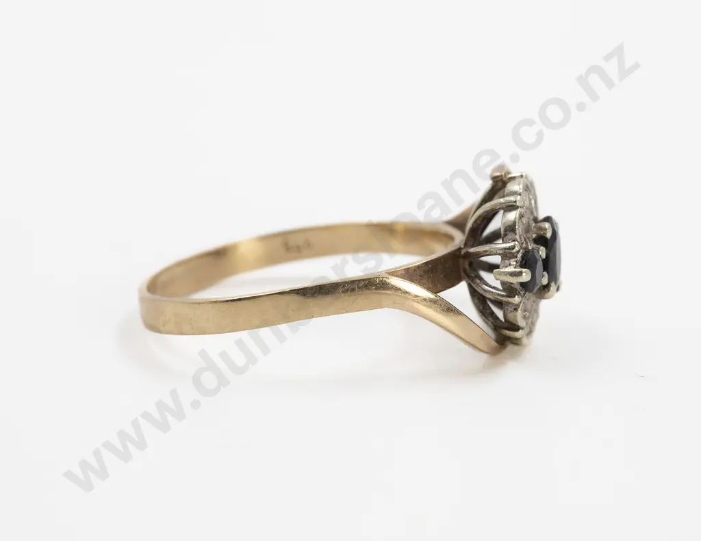 9ct Eleven Stone Sapphire and Diamond Floret Cluster Ring Image 1++