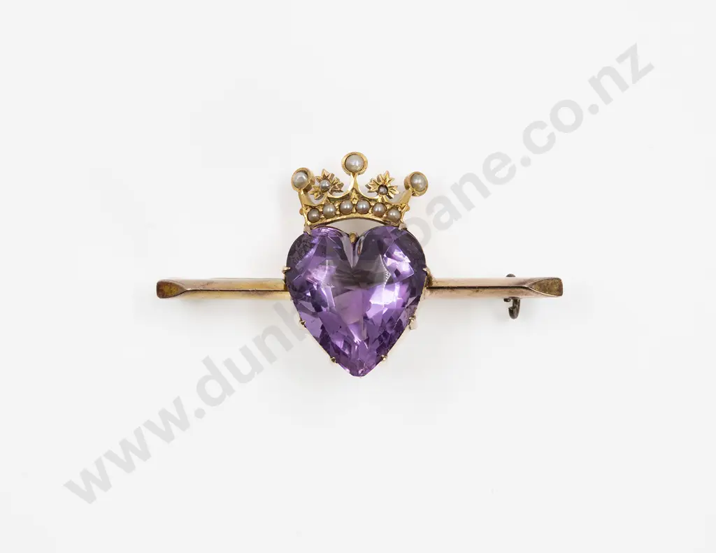 Victorian 9ct Single Amethyst Bar Brooch Image 1++