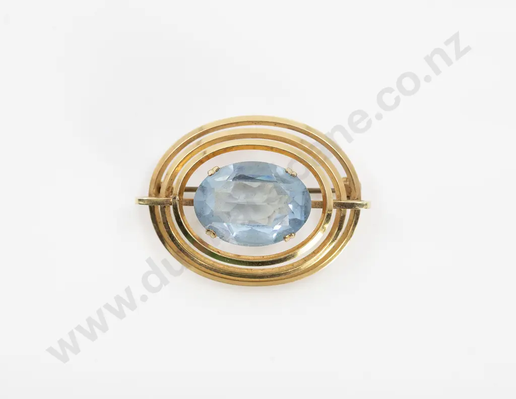 Pre-WWII German Kordes & Lichtenfels Modern Design Blue Stone Brooch Image 1++