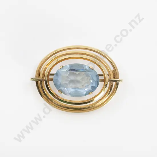 Pre-WWII German Kordes & Lichtenfels Modern Design Blue Stone Brooch