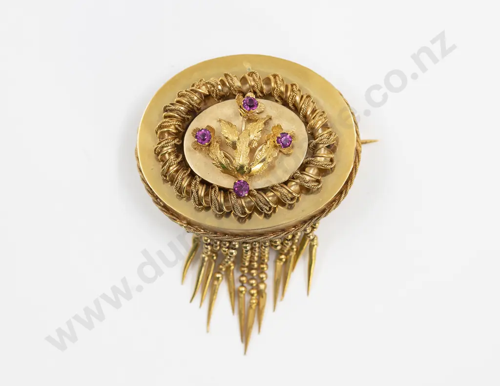 Victorian Gold Plated Memorial Target Brooch Image 1++