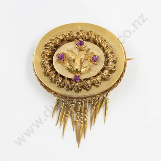 Victorian Gold Plated Memorial Target Brooch