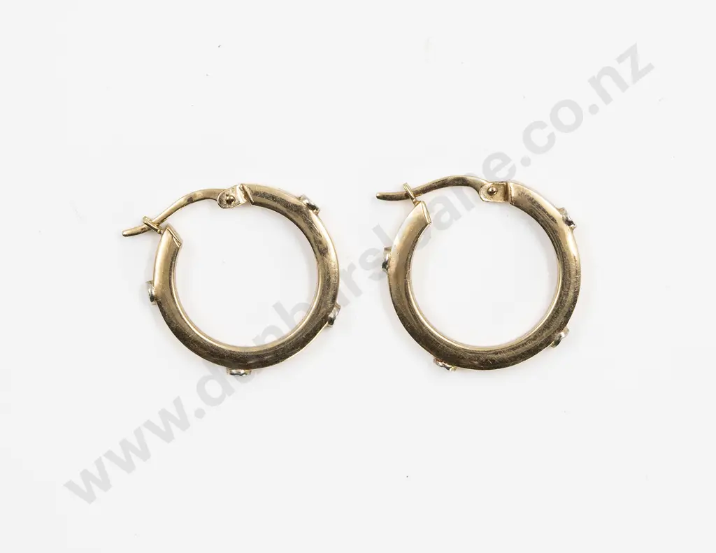Pair 9ct Cartier Style Hoop Earrings Image 1++