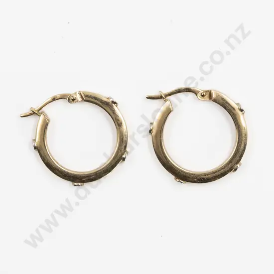 Pair 9ct Cartier Style Hoop Earrings