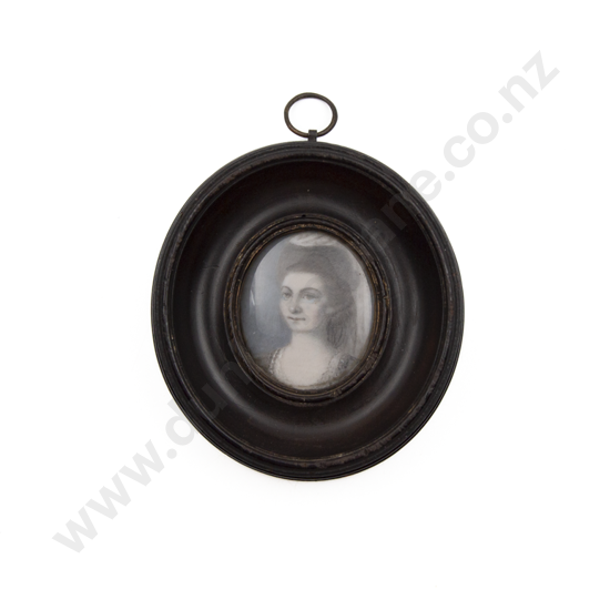Regency Miniature Head & Shoulders Portrait Of A Lady (Back signed W. H. Wood)