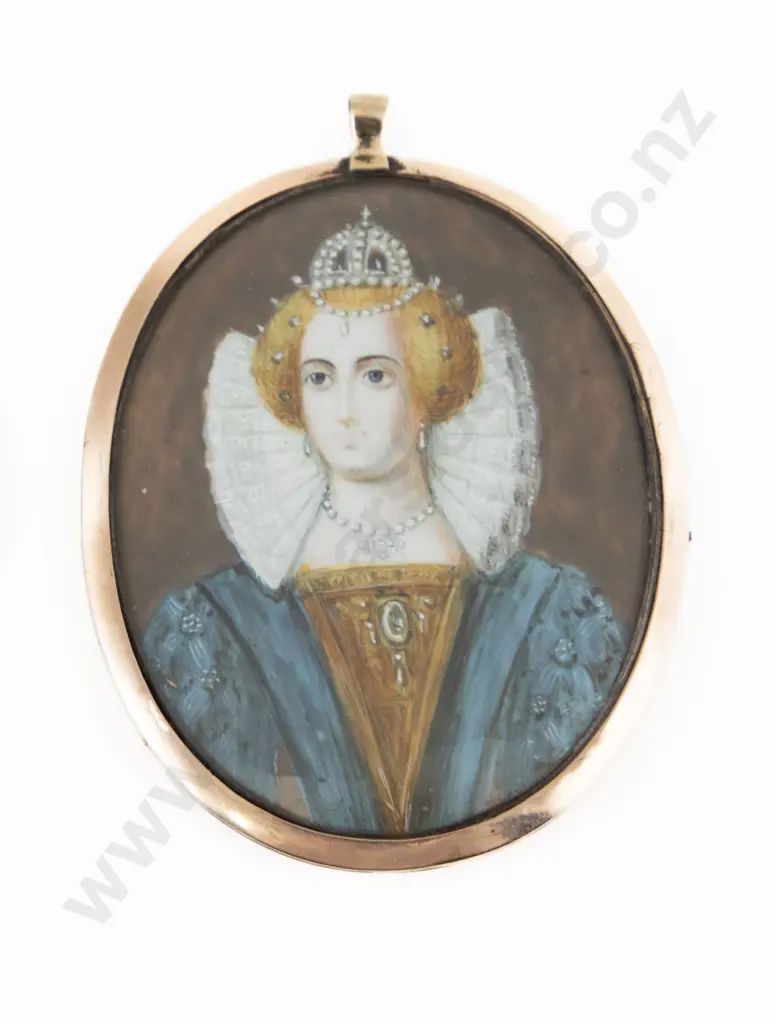 9ct Framed Oval Miniature Portrait Of A Young Queen Elizabeth I Image 1++