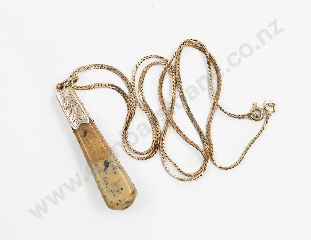 Victorian Mottled Yellow Agate Pendant Image 1++