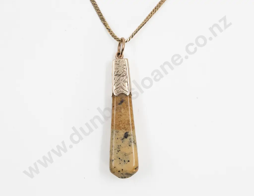 Victorian Mottled Yellow Agate Pendant Image 1++