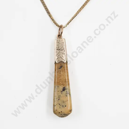 Victorian Mottled Yellow Agate Pendant
