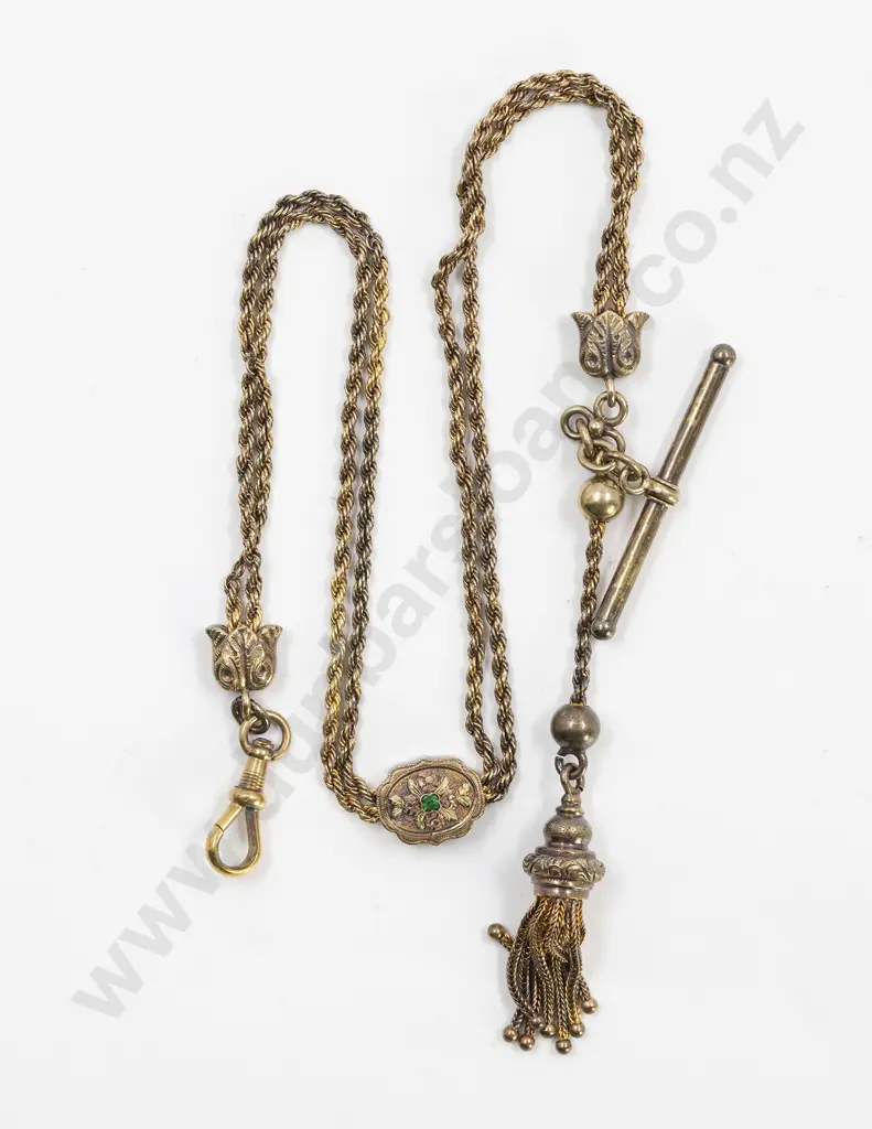 Victorian Fancy Silver Gilt Fob Watch Chain Image 1++