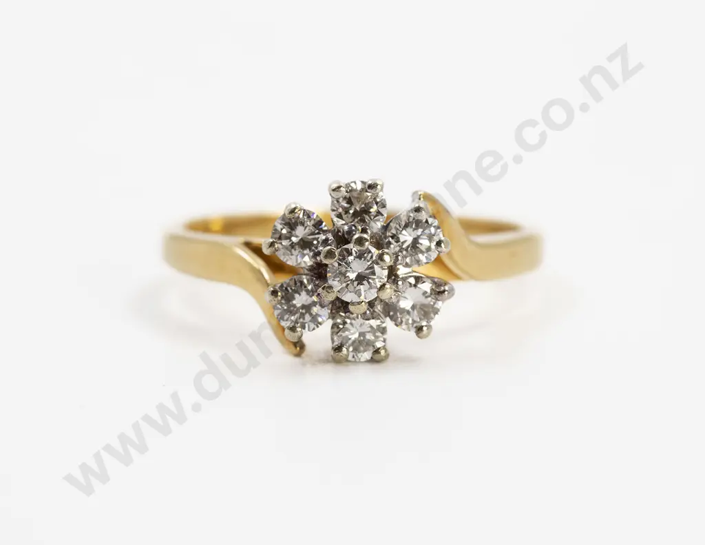 18ct Seven Stone Diamond Floret Cluster Ring Image 1++