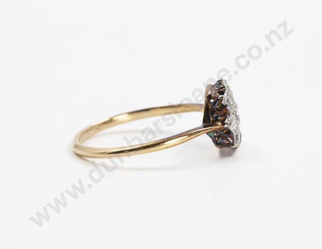 Edwardian 18ct Nine Stone Diamond Cluster Ring Image 1++
