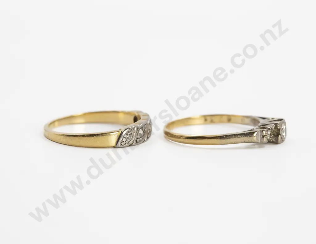 Vintage 18ct and Palladium Five Stone Diamond Eternity Band and Solitaire Diamond Ring Image 1++