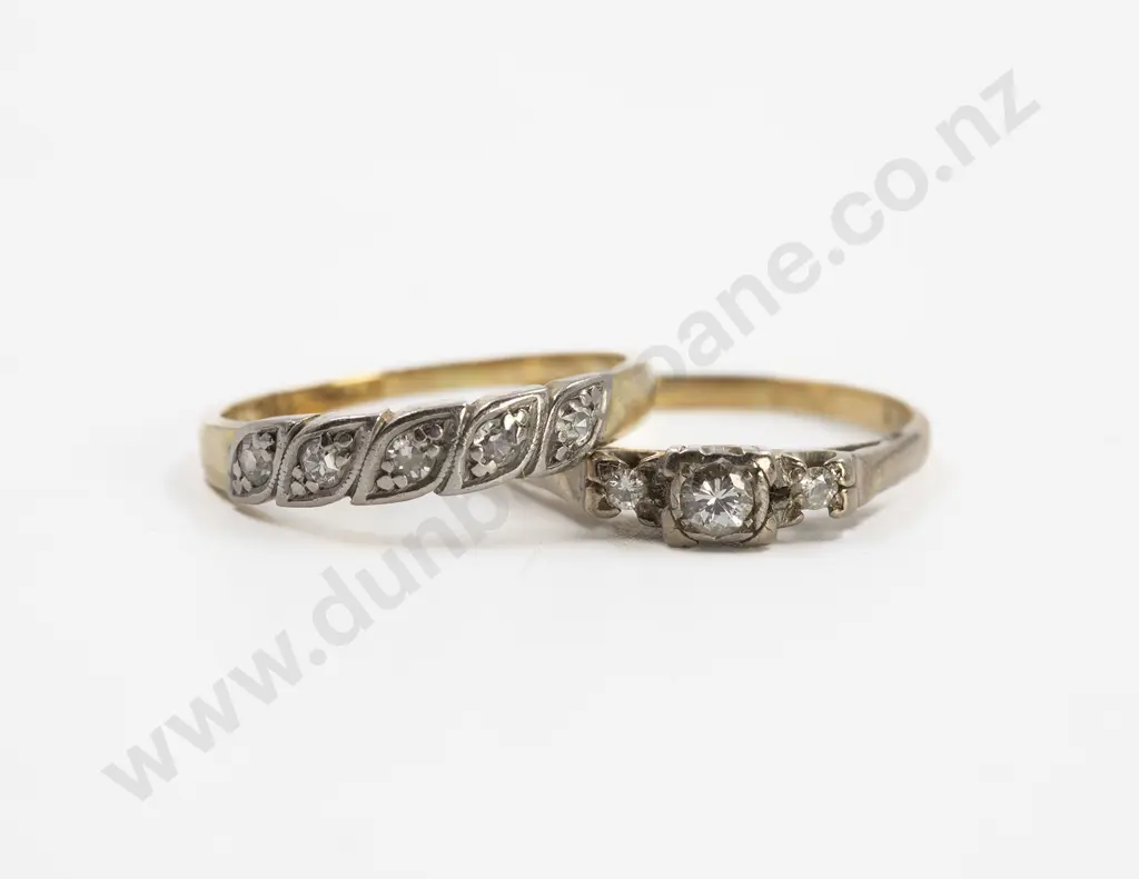 Vintage 18ct and Palladium Five Stone Diamond Eternity Band and Solitaire Diamond Ring Image 1++
