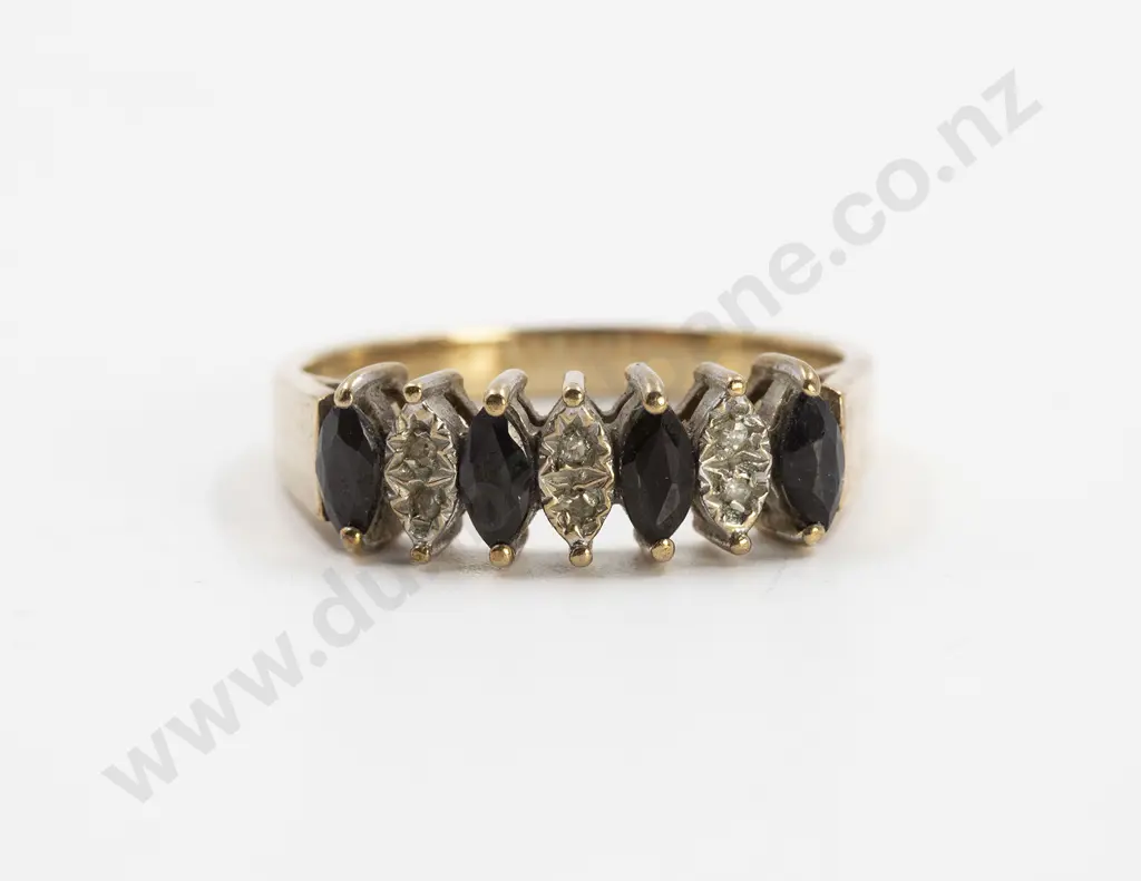 9ct Four Stone Sapphire Bridge Ring Image 1++