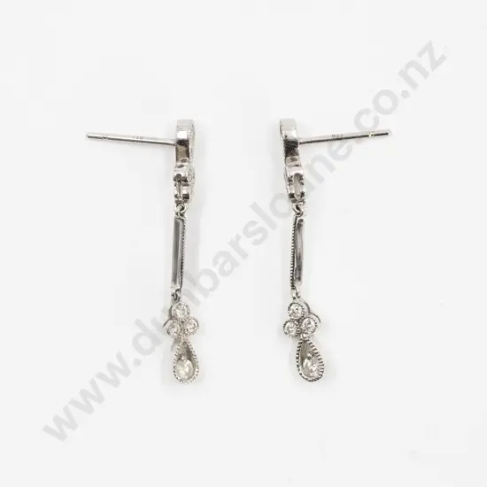 Pair 18ct Diamond Pendant Drop Earrings