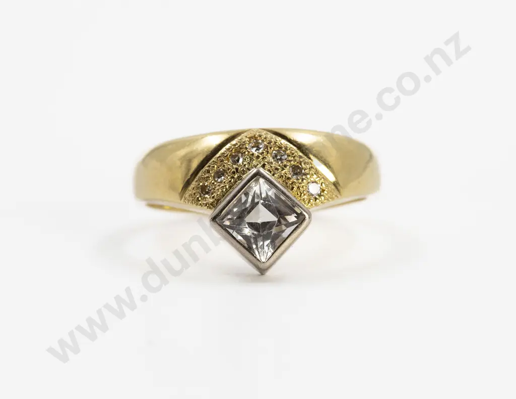 18ct Yellow & White Gold Eight Stone Sapphire and Diamond Dress Ring Image 1++