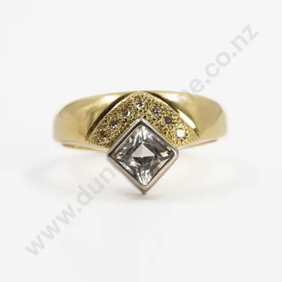 18ct Yellow & White Gold Eight Stone Sapphire and Diamond Dress Ring