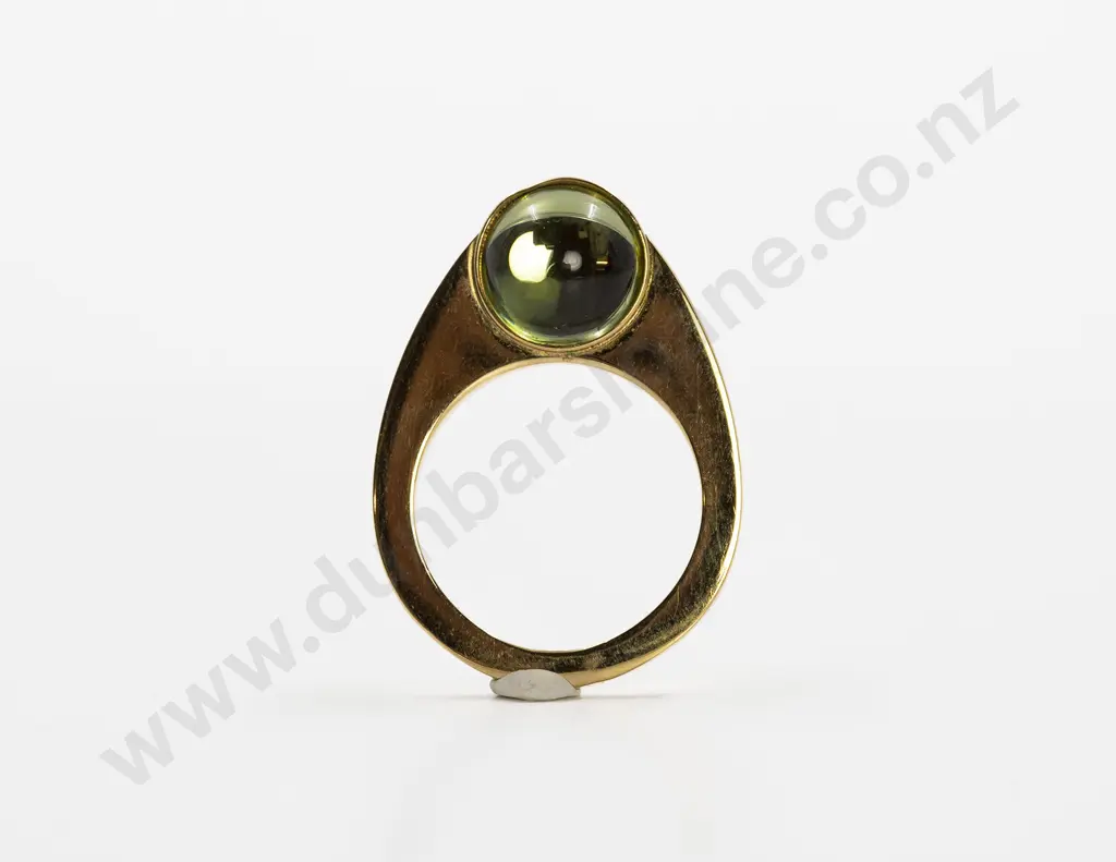Lalique Gold Plated Light Green Crystal Ball Ring Image 1++