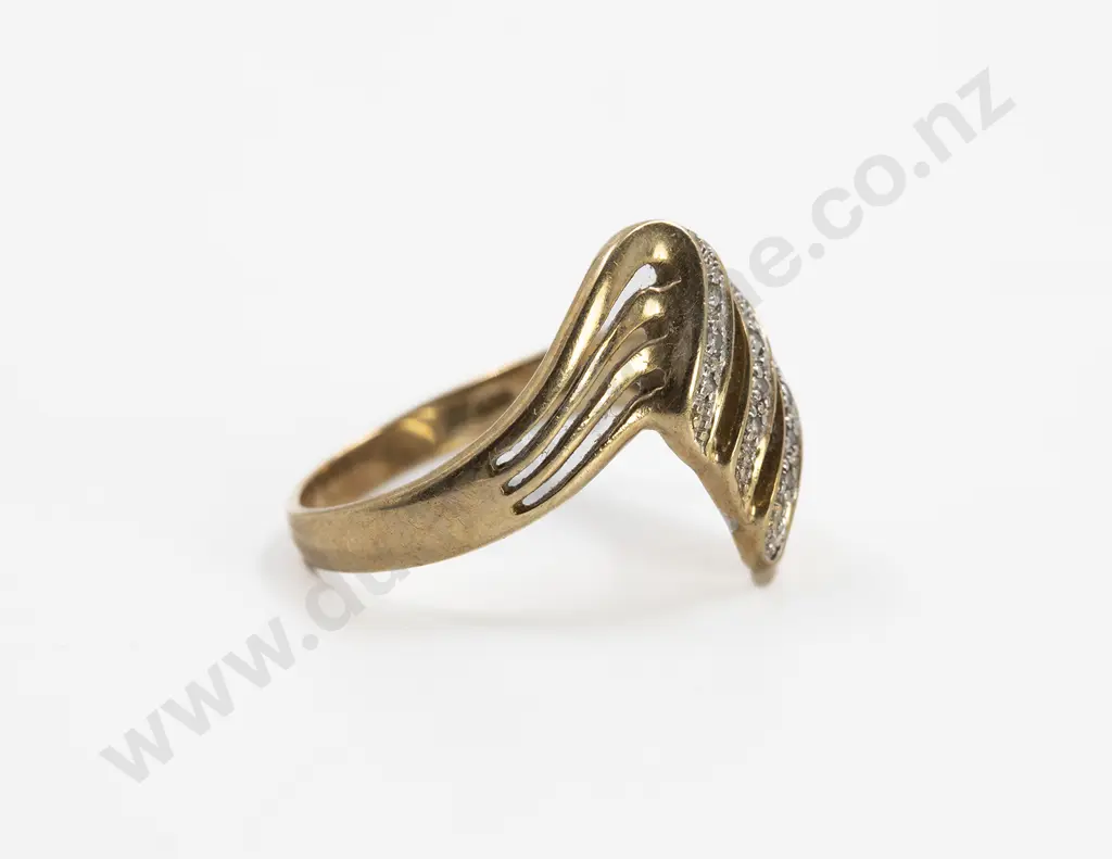 9ct Fancy Diamond Scroll Band Ring Image 1++