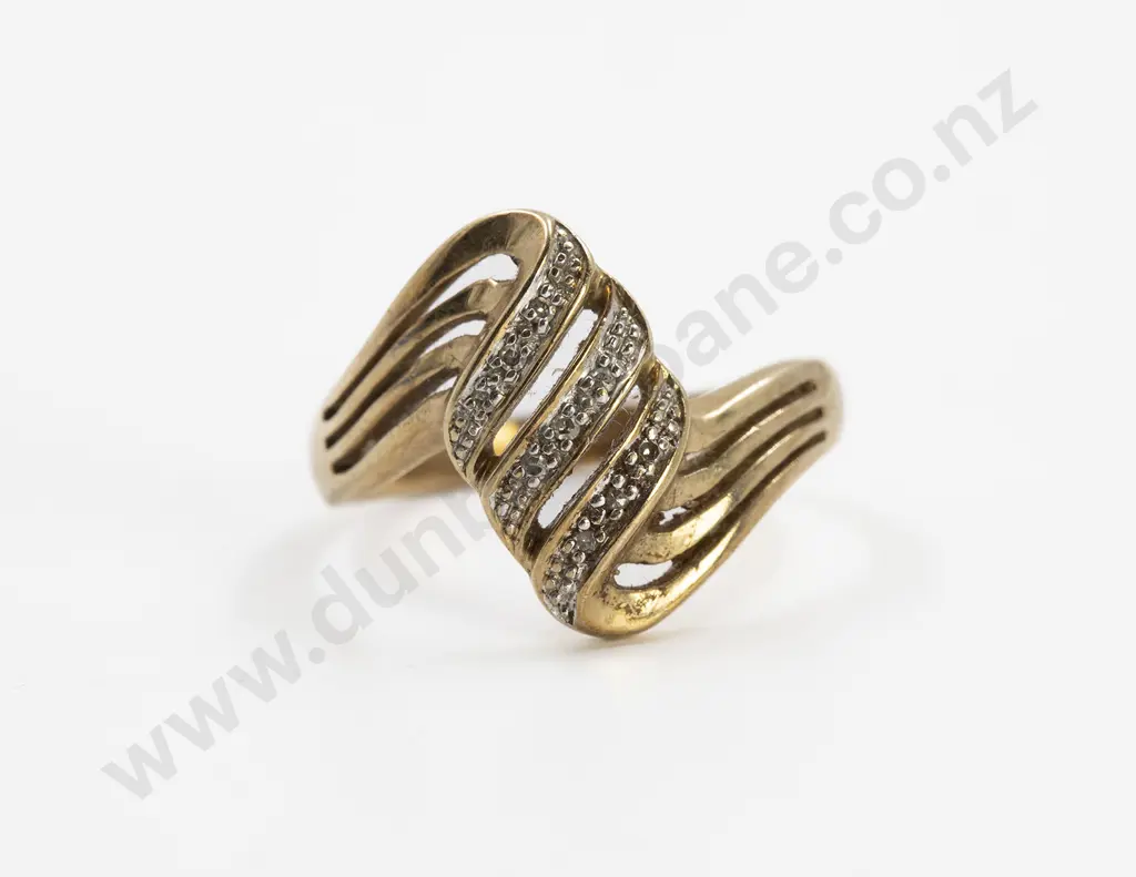 9ct Fancy Diamond Scroll Band Ring Image 1++