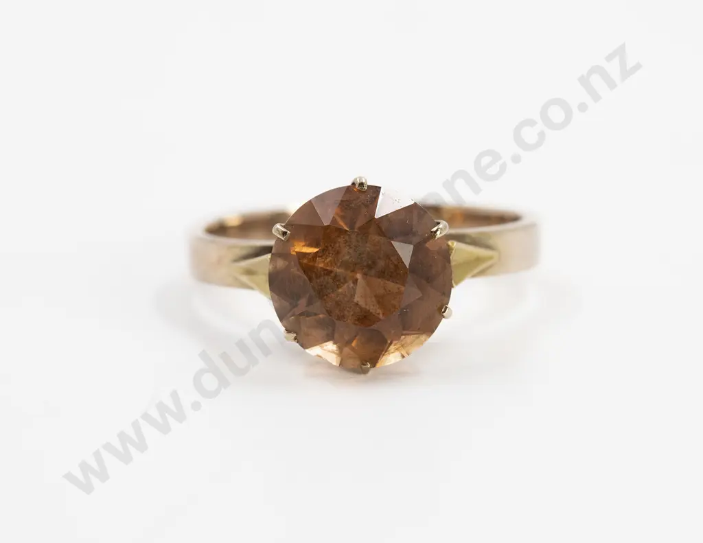 9ct Single Amber Citrine Quartz (Cairngorm) Dress Ring Image 1++