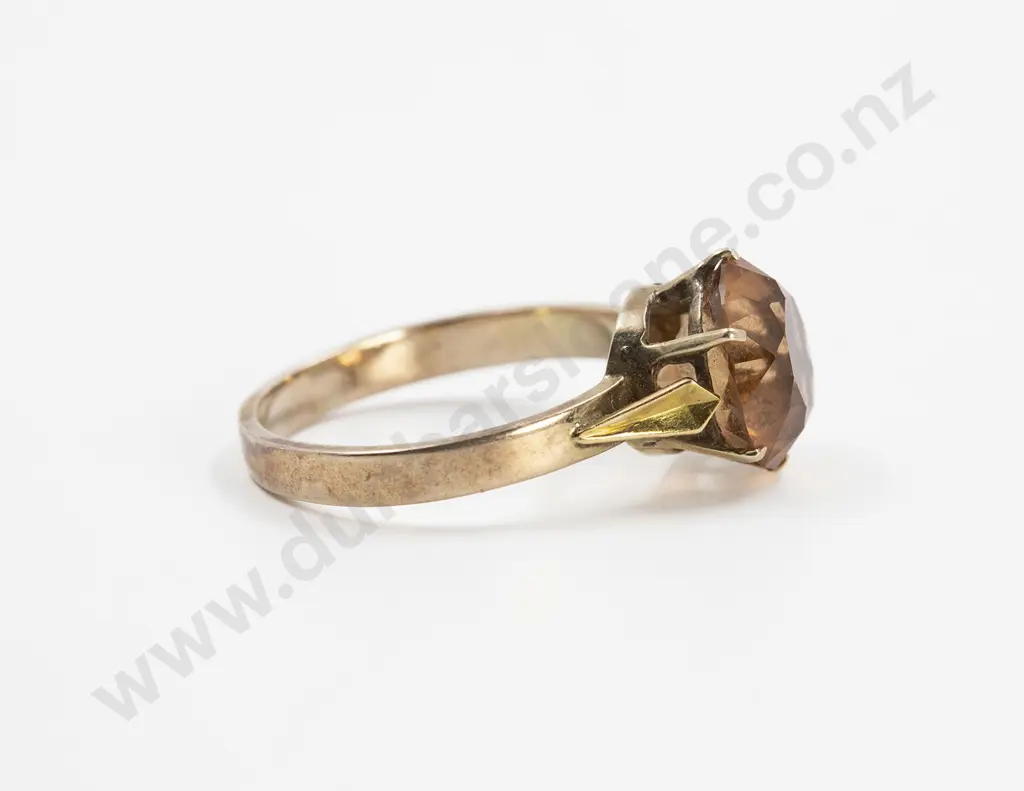 9ct Single Amber Citrine Quartz (Cairngorm) Dress Ring Image 1++