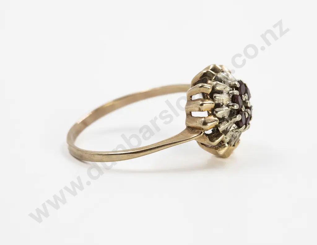 9ct Six Garnet Fancy Cluster Ring Image 1++