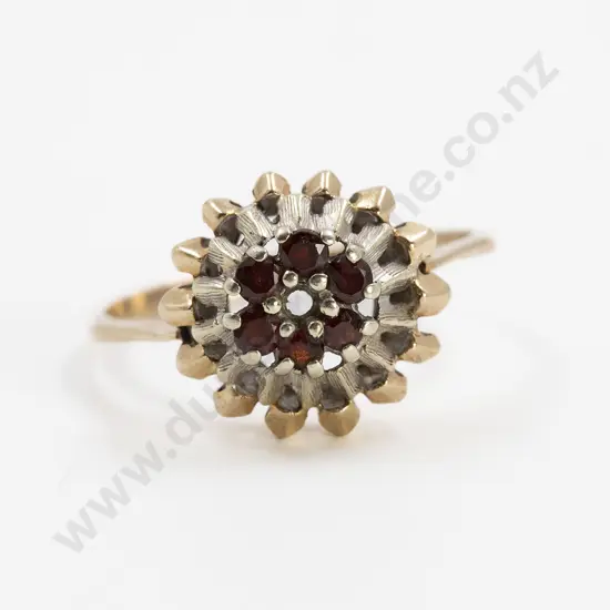 9ct Six Garnet Fancy Cluster Ring