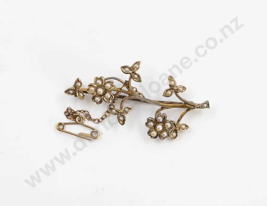 Edwardian 9ct Flower Spray Bar Brooch Image 1++