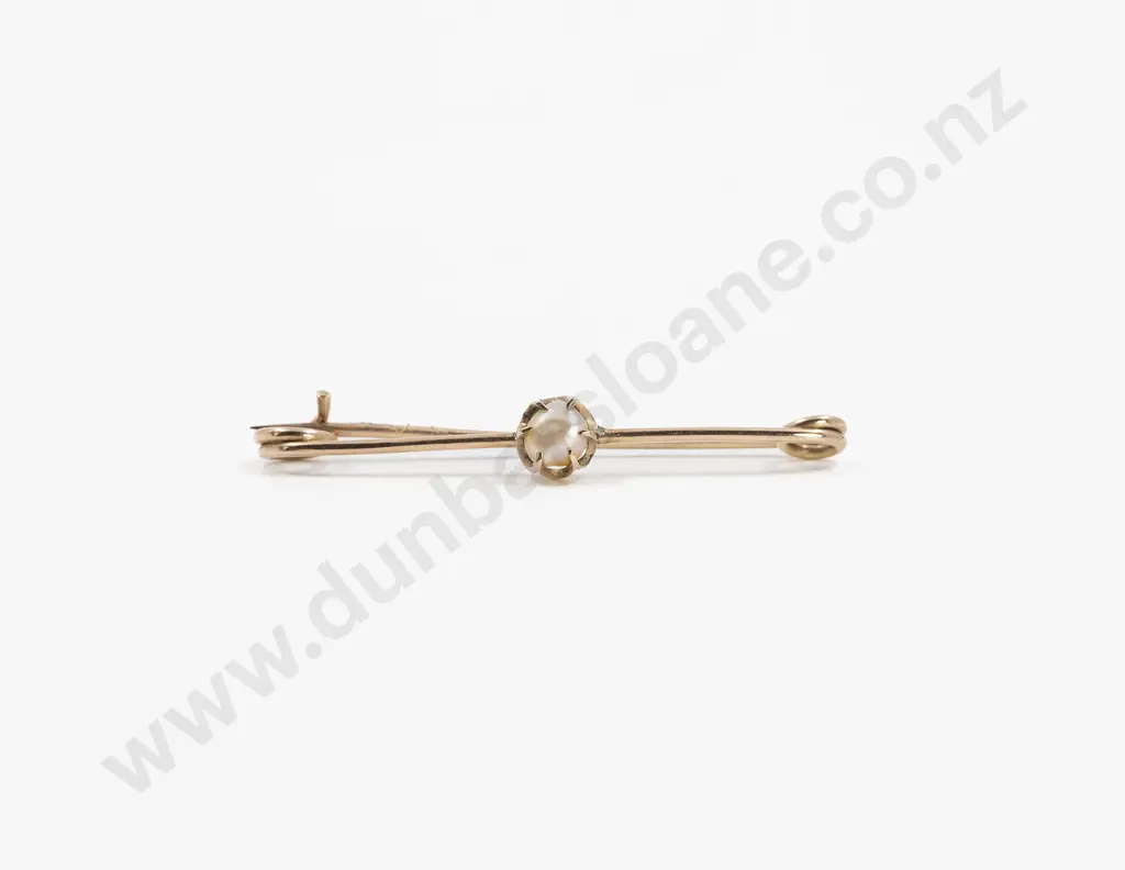 9ct Single Natural Pearl Pin Brooch Image 1++