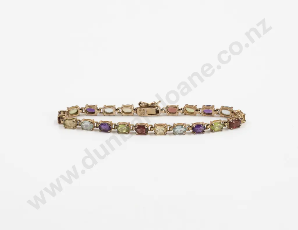 .925 Silver Gilt 20 Multi-Gem Bracelet Image 1++