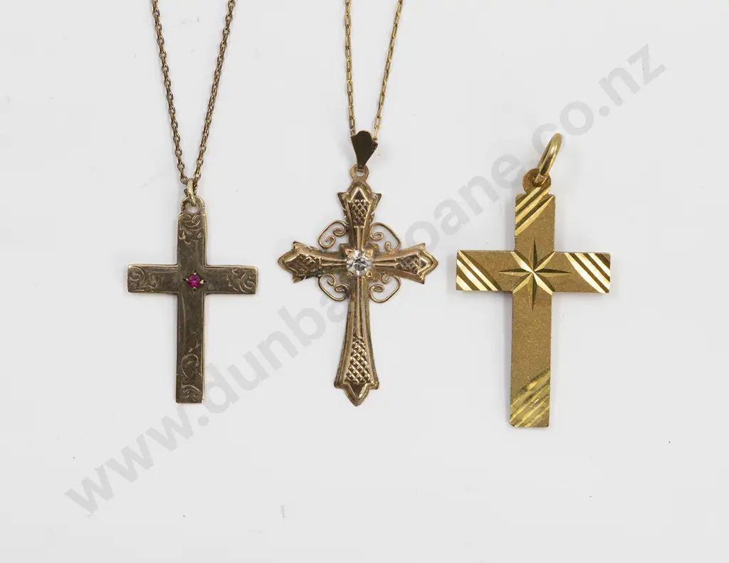 14ct and 9ct Cross Pendants Image 1++