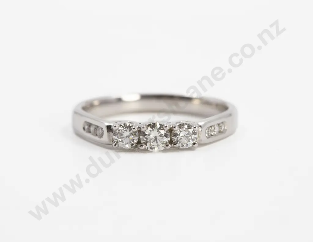 9ct White Gold Three Stone Diamond Bridge Ring Image 1++