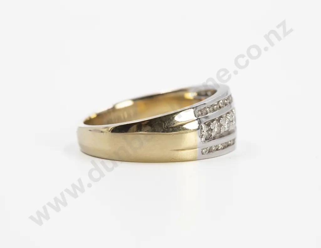 9ct White & Yellow Gold 25stone Fancy Diamond Band Image 1++