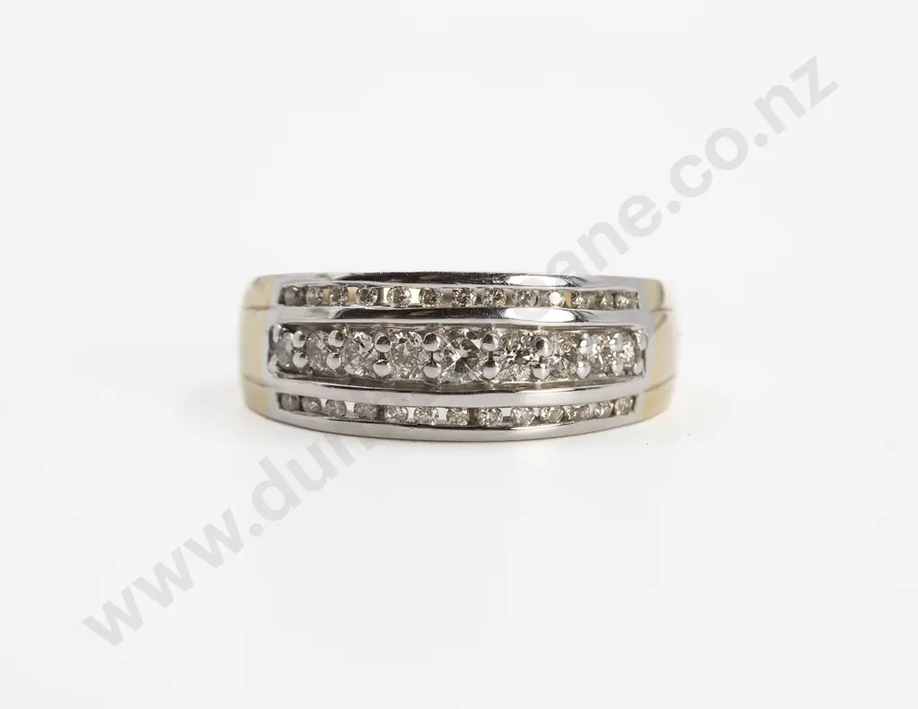 9ct White & Yellow Gold 25stone Fancy Diamond Band Image 1++