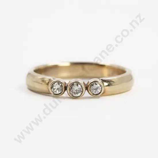 As New 9ct Three Stone Bridge Diamond Ring
