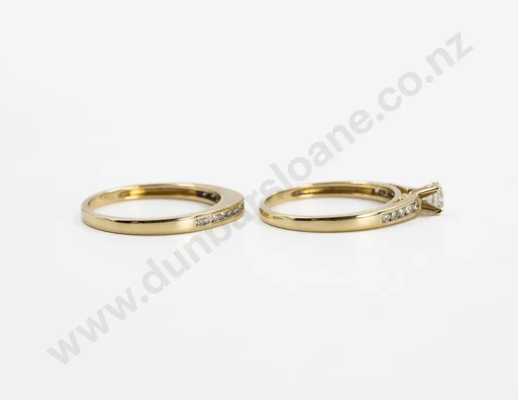 18ct Solitaire Diamond Ring and Matching Eternity Band Image 1++
