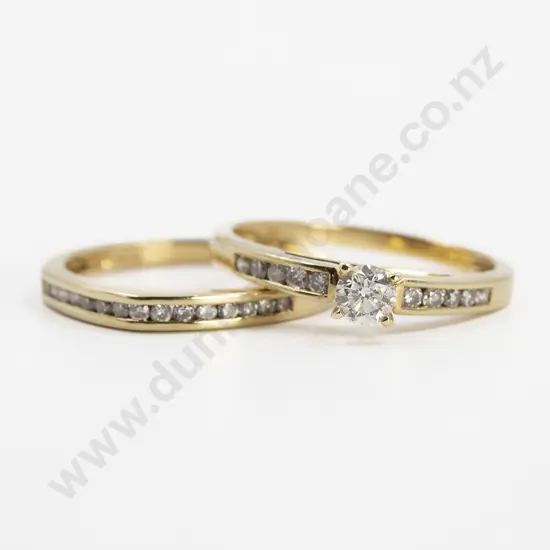 18ct Solitaire Diamond Ring and Matching Eternity Band