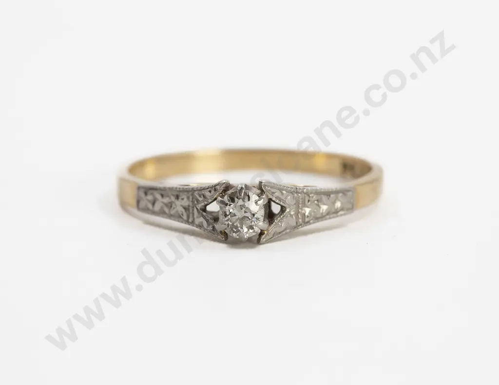 18ct & Platinum Solitaire Diamond Ring Image 1++