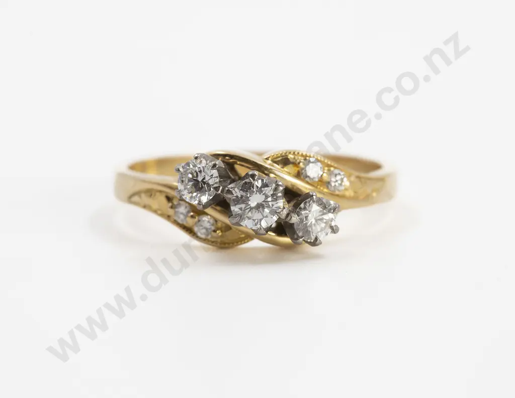 18ct Three Stone Diamond Bridge Ring Image 1++