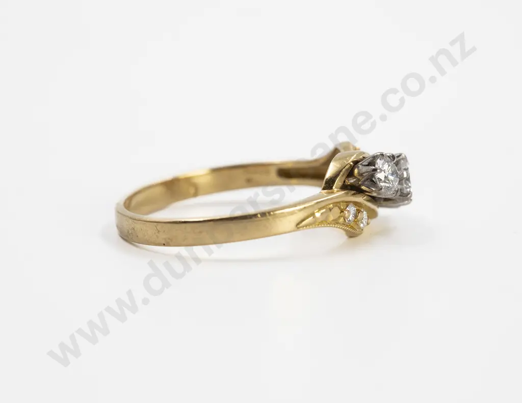18ct Three Stone Diamond Bridge Ring Image 1++