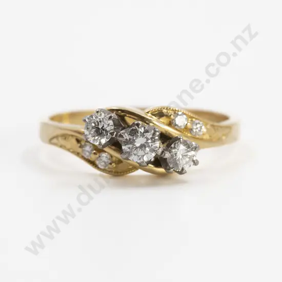 18ct Three Stone Diamond Bridge Ring