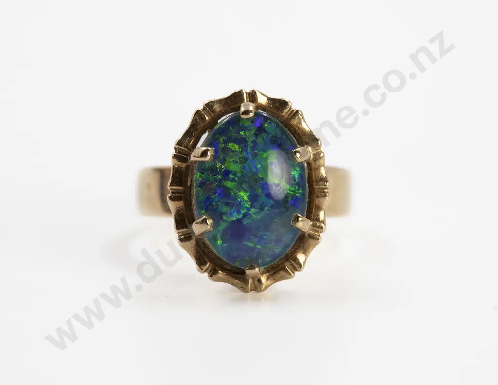 9ct Single Opal Triplex Dress Ring Image 1++