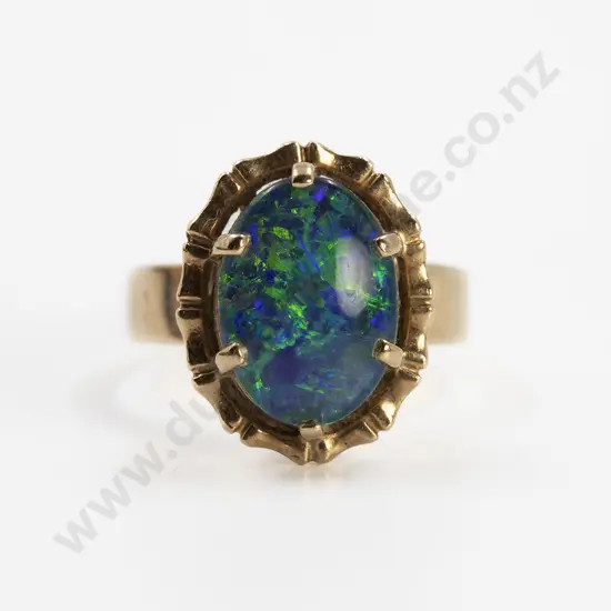 9ct Single Opal Triplex Dress Ring