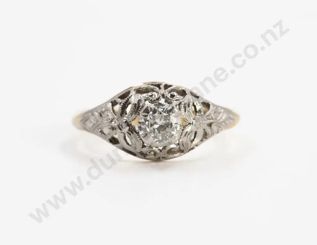 Vintage 18ct & Platinum Solitaire Diamond Ring Image 1++