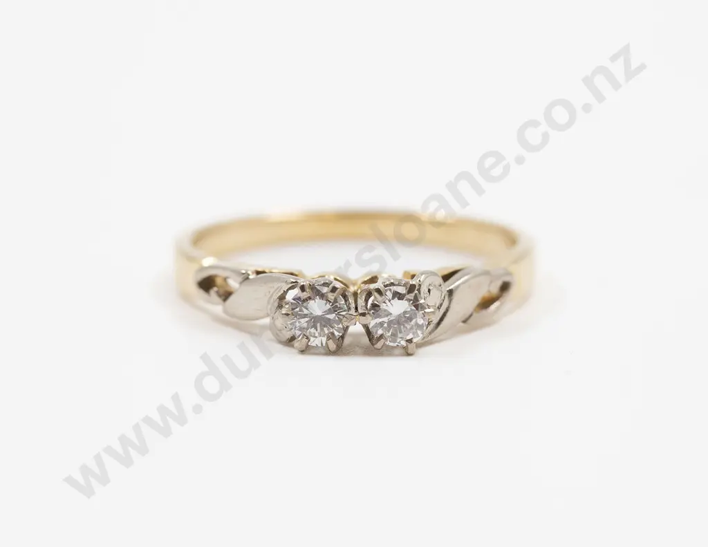 18ct Two Stone Diamond Bridge Ring Image 1++